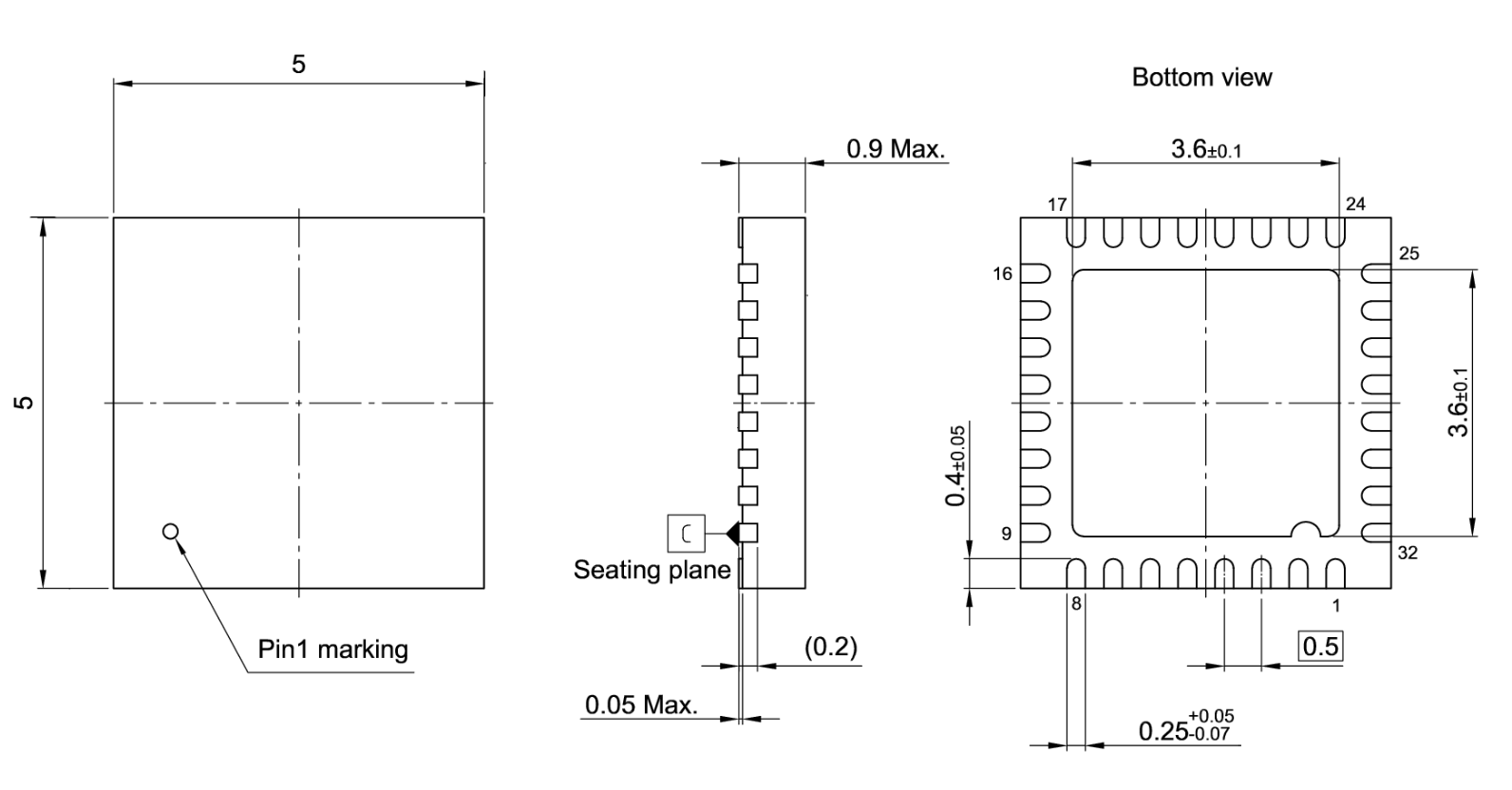 Чертёж корпуса QFN-32
