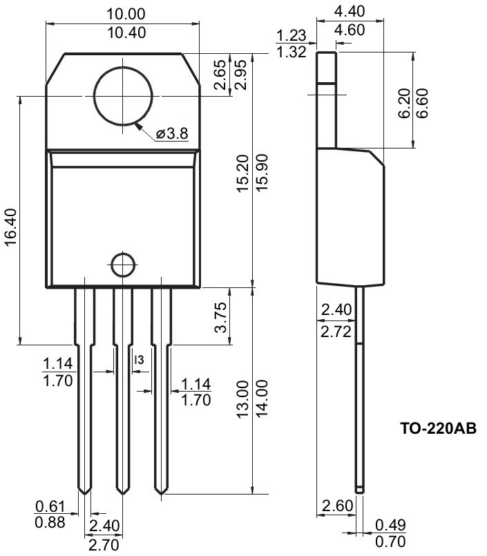 Чертёж корпуса TO-220AB