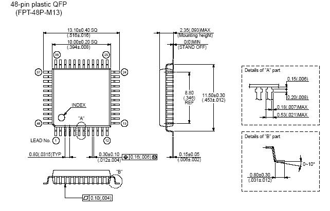 Чертёж корпуса QFP-48