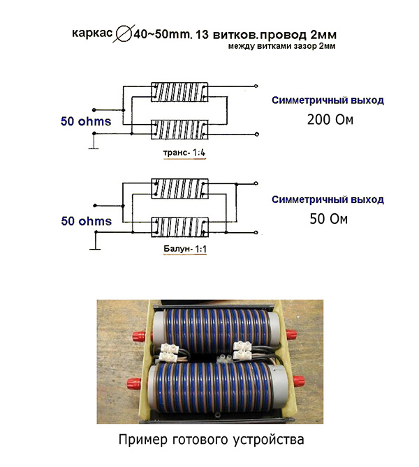 Мощный воздушный трансформатор для согласования или трансформирования сопротивления