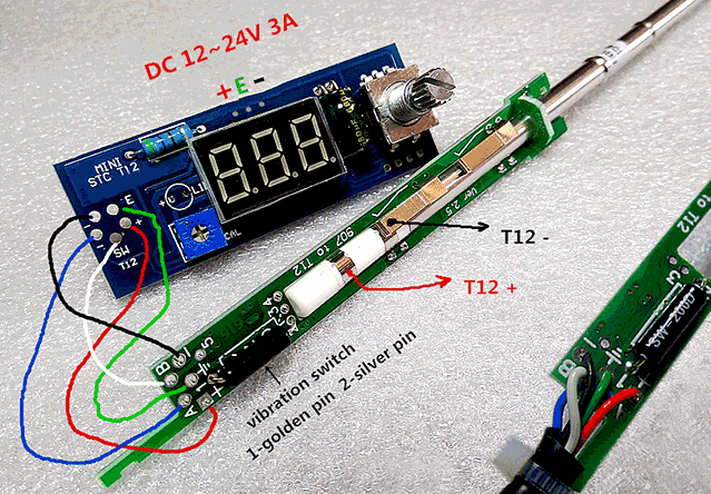Схема подключения ручки паяльника к разъёму T12