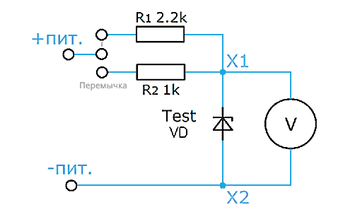 Схема для проверки стабилитронов